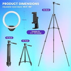 10‘’ Ring Light with Stand, 50" Phone Tripod with Wireless Remote, alternate view 6