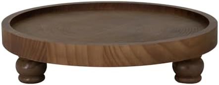 10" Round Wood Riser for Display, Acacia Wooden Pedestal Stand in 10"L x 10"W in Acacia
