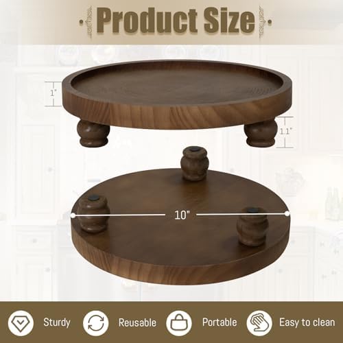 10" Round Wood Riser for Display, Acacia Wooden Pedestal Stand in 10"L x 10"W in Acacia, alternate view 3