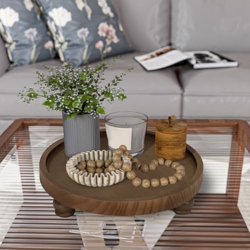 10" Round Wood Riser for Display, Acacia Wooden Pedestal Stand in 10"L x 10"W in Acacia, alternate view 5