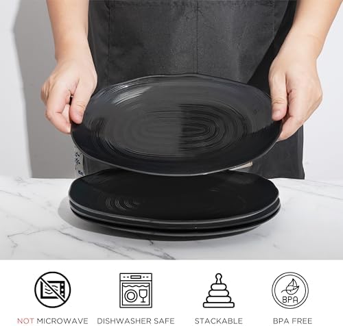 10" Serving Platters Set of 4, Oval Melamine Serving Trays for Appetizers Desserts Pasta Snacks Sushi, alternate view 3