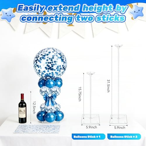 10 Set Balloon Stands for Table Clear 15.75 in Adjustable in Clear 10 Pack, alternate view 3