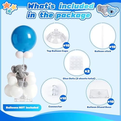 10 Set Balloon Stands for Table Clear 15.75 in Adjustable in Clear 10 Pack, alternate view 4