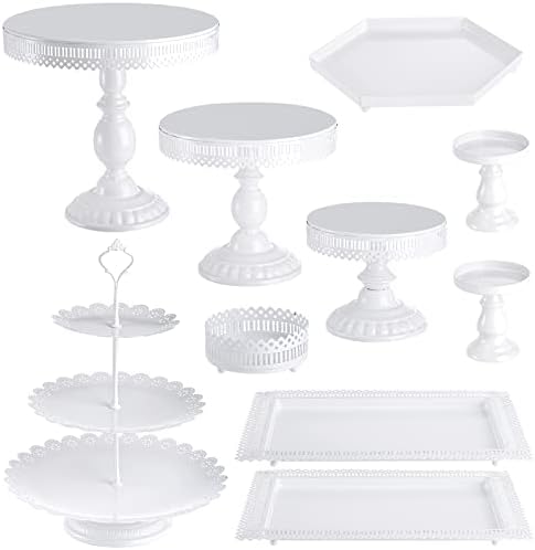 10-Set Cake Stands, Metal Cupcake Stand Set with Multiple Combination Styles, Dessert Plate Cake Serving Tray