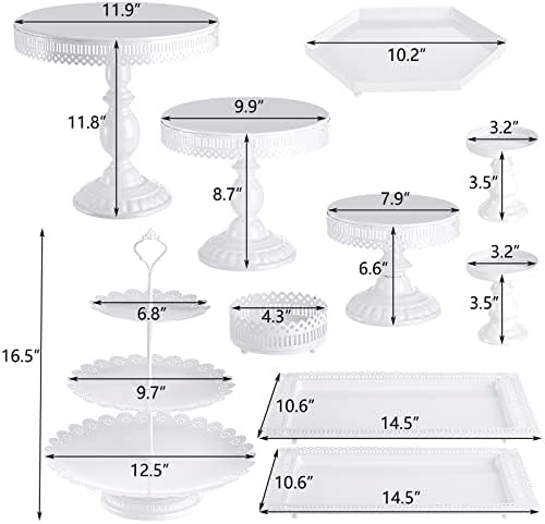 10-Set Cake Stands, Metal Cupcake Stand Set with Multiple Combination Styles, Dessert Plate Cake Serving Tray, alternate view