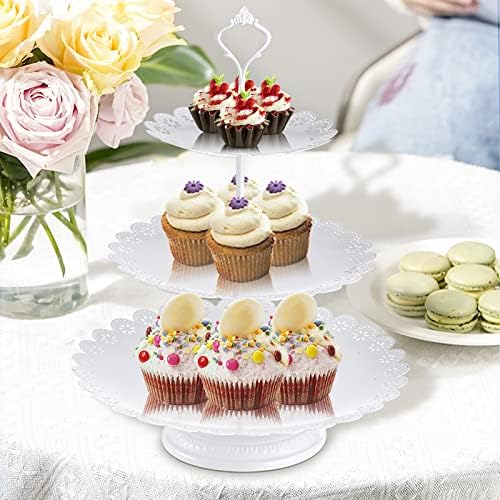 10-Set Cake Stands, Metal Cupcake Stand Set with Multiple Combination Styles, Dessert Plate Cake Serving Tray, alternate view