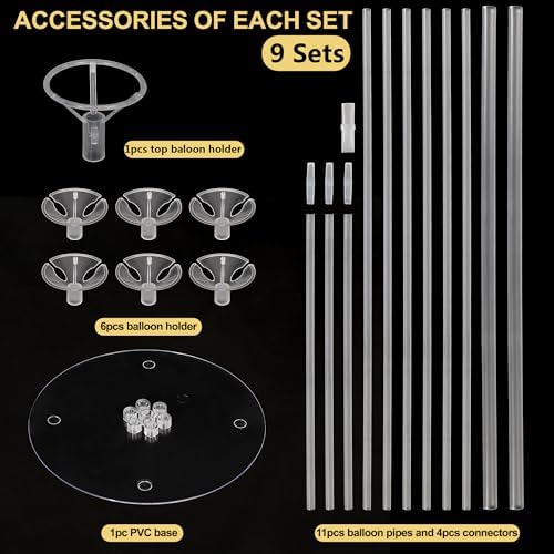 10 Sets Balloon Stand Kit, Balloon Sticks Holder with Base Birthday Wedding Graduation Party Decortaions Table, alternate