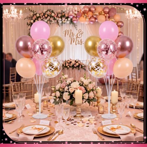 10 Sets of Balloon Stands for Table with 70 Pcs Balloons in 10 Count (Pack of 1) in Rose Gold, alternate view 6