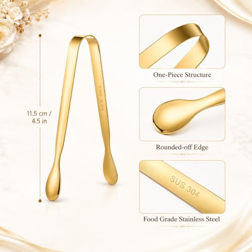 10 Sets Plastic Serving Trays with 10 Stainless Steel Tongs - White & Gold Rim Elegant Disposable Serving, alternate view 4