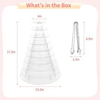 10-Tier Clear Macaron Display Stand, Plastic Macaron Tray Tower with Stainless Steel Serving Tongs, Clear Round, alternate