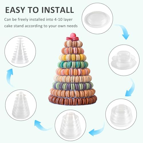 10 Tiers Macaroon Tower Stand Round Macaron Tower Cake Display Rack in Transparent, alternate view 5