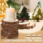 10 Wood Slices 4-4.7in, Unfinished Bark Discs for Centerpieces, alternate view 2