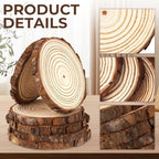 10 Wood Slices 4-4.7in, Unfinished Bark Discs for Centerpieces, alternate view 7
