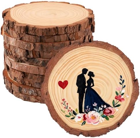 10 Wood Slices 7-7.8in, Unfinished Slabs for Wedding DIY