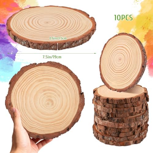 10 Wood Slices 7-7.8in, Unfinished Slabs for Wedding DIY, alternate view 3