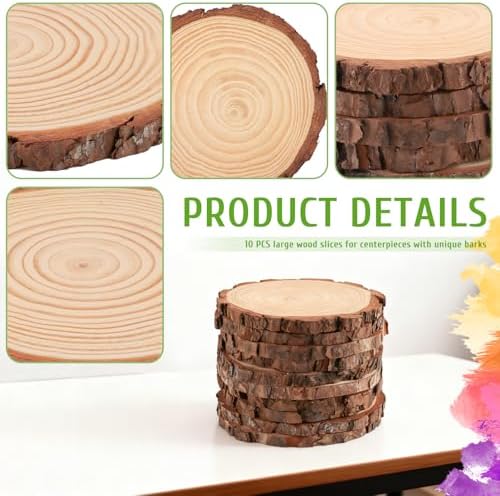 10 Wood Slices 7-7.8in, Unfinished Slabs for Wedding DIY, alternate view 7