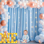 10 x 10 Baby Blue Backdrop Curtains with Lights String for Party in W5' x H10'(2 panels) in Baby Blue, alternate view 6