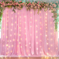 10 x 10 Baby Pink Backdrop Curtains with Lights String for Party in W5' x H10'(2 panels) in Baby Pink