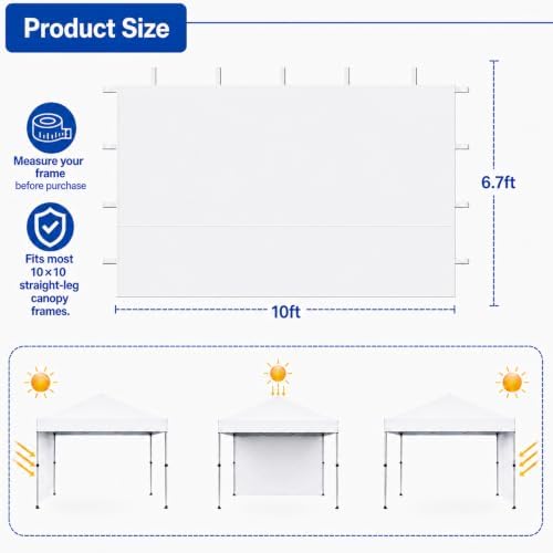 10 x 10 Canopy Sidewall, 1 Pack Pop Up Canopy Wall Panel, White in White, alternate view 3