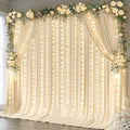 10 x 10 Champagne Backdrop Curtains with Lights String for Party in W5' x H10'(2 panels) in Champagne