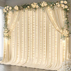 10 x 10 Champagne Backdrop Curtains with Lights String for Party in W5' x H10'(2 panels) in Champagne