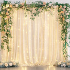 10 x 10 Champagne Backdrop Curtains with Lights String for Party in W5' x H10'(2 panels) in Champagne, alternate view 2