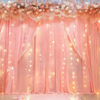 10 x 10 Dusty Pink Backdrop Curtains with Light String for Party in W5' x H10'(2 panels) in Dusty Pink, alternate view 2