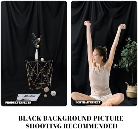 10 x 10 ft Black Backdrop Background for Photography, Photo Cloth Background Screen, Wrinkle-Resistant Black, alternate view