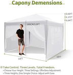10 x 10 ft Pop Up Canopy Party Tent with Side Walls and Windows, Heavy Duty Outdoor Shelter Waterproof Oxford, alternate view