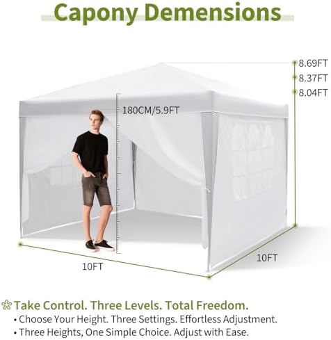 10 x 10 ft Pop Up Canopy Party Tent with Side Walls and Windows, Heavy Duty Outdoor Shelter Waterproof Oxford, alternate view
