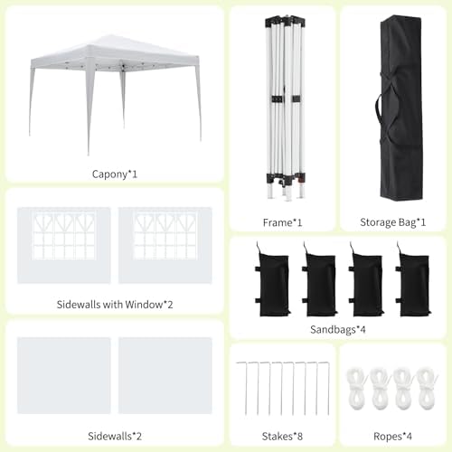 10 x 10 ft Pop Up Canopy Party Tent with Side Walls and Windows, Heavy Duty Outdoor Shelter Waterproof Oxford, alternate view