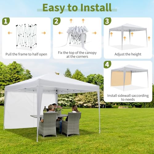 10 x 10 ft Pop Up Canopy Party Tent with Side Walls and Windows, Heavy Duty Outdoor Shelter Waterproof Oxford, alternate view