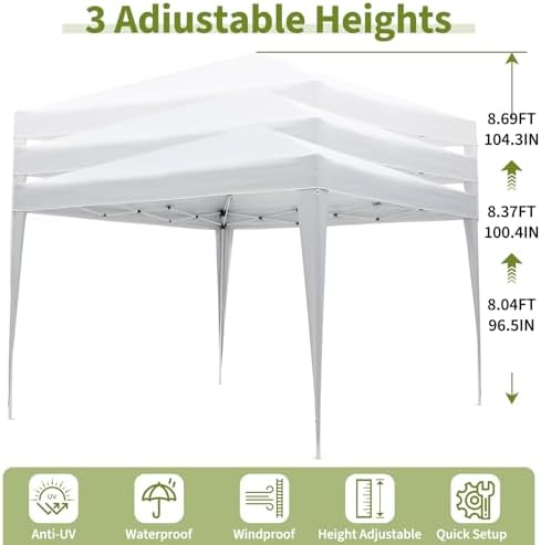 10 x 10 ft Pop Up Canopy Party Tent with Side Walls and Windows, Heavy Duty Outdoor Shelter Waterproof Oxford, alternate view