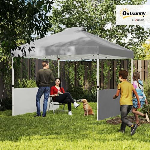 10' x 10' Pop Up Canopy Tent with 2 Half Sidewalls UV50+ Dark Gray, alternate view 2