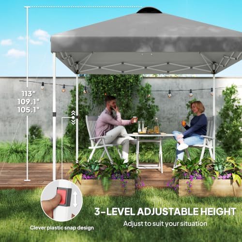 10' x 10' Pop Up Canopy Tent with 2 Half Sidewalls UV50+ Dark Gray, alternate view 3