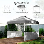 10' x 10' Pop Up Canopy Tent with 2 Half Sidewalls UV50+ Dark Gray, alternate view 4