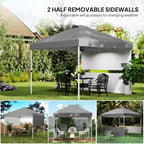 10' x 10' Pop Up Canopy Tent with 2 Half Sidewalls UV50+ Dark Gray, alternate view 5