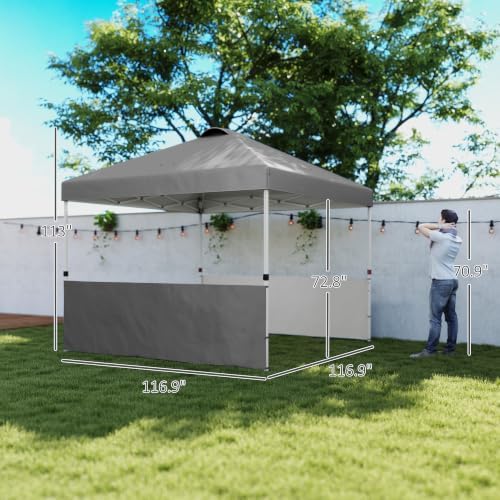 10' x 10' Pop Up Canopy Tent with 2 Half Sidewalls UV50+ Dark Gray, alternate view 7