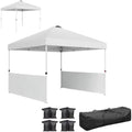 10' x 10' Pop Up Canopy Tent with 2 Half Sidewalls UV50+ White