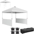 10' x 10' Pop Up Canopy Tent with 2 Half Sidewalls UV50+ White