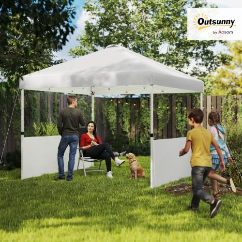 10' x 10' Pop Up Canopy Tent with 2 Half Sidewalls UV50+ White, alternate view 2