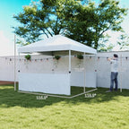 10' x 10' Pop Up Canopy Tent with 2 Half Sidewalls UV50+ White, alternate view 3
