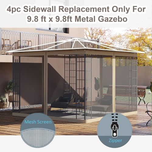10' x 10' Universal Replacement Mesh Sidewall Netting, Beige in Beige, alternate view 4