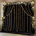 10 x 10ft Black Backdrop Curtains with Lights String for Party in W5' x H10'(2 panels) in Black