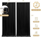 10 x 10ft Black Backdrop Curtains with Lights String for Party in W5' x H10'(2 panels) in Black, alternate view 4