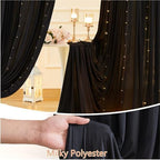 10 x 10ft Black Backdrop Curtains with Lights String for Party in W5' x H10'(2 panels) in Black, alternate view 5