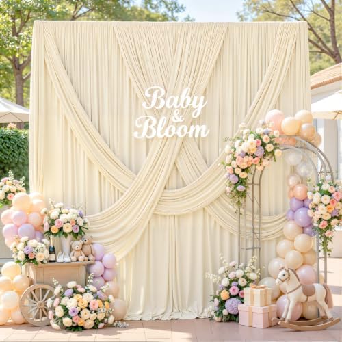 10 x 10ft Champagne Backdrop Curtains, Champagne Drapes for Backdrop Fabric in 10 ft X 10 ft(2 Panels 5ft X, alternate view 3