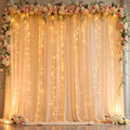 10 x 10ft Dark Champagne Backdrop Curtains with Lights String in W5' x H10'(2 panels) in Dark Champagne