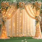 10 x 10ft Dark Champagne Backdrop Curtains with Lights String in W5' x H10'(2 panels) in Dark Champagne, alternate view 3