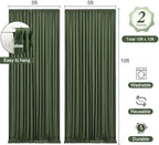 10 x 10ft Olive Green Backdrop Curtains with Lights String in W5' x H10'(2 panels) in Olive Green, alternate view 4